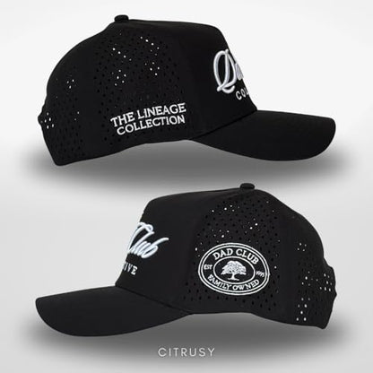 CITRUSY Athletic Trucker Golf Hat | Performance Mens 5 Panel Cap | Cool Breathable Waterproof Workout Running Snapback - color: Dad Club | Solid Black