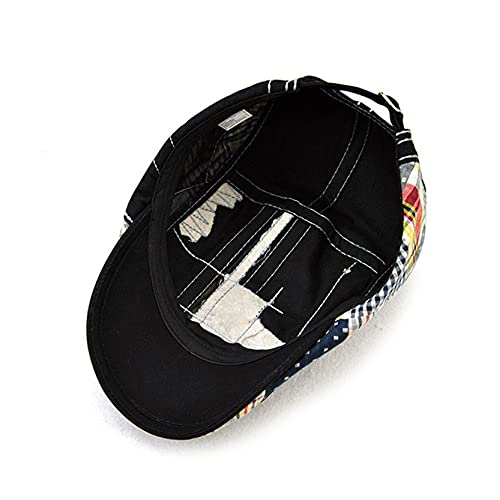 2 Pack Men's Plaid Cotton Flat Newsboy Ivy Cabbie Golf Gatsby Cap Hat - color: 649br