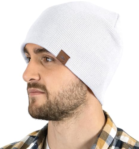 Tough Headwear Knit Beanie Hat - Stretch Fit Winter Hats for Men - Breathable Beanie for Women - Durable Acrylic Winter Cap - color: White