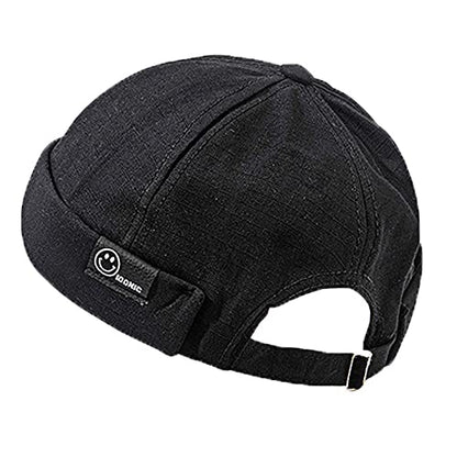 Men Hats Docker Cap Hats Beanie Sailor Cap Worker Hat Rolled Cuff Retro Brimless Hat with Adjustable (MP113-Black)