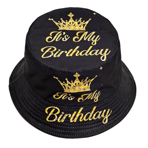 Bucket Hat Beach Sun Hat Fishing Hat for Women Men, Summer Outdoor Travel Packable Fisherman Hat - color: Birthday Crown