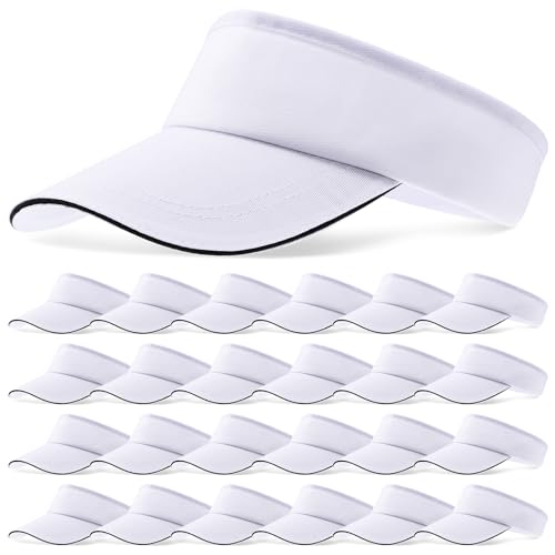 Bonuci 24 Pcs Visor Bulk for Women Sun Hat Visors for Men Tennis - color: White