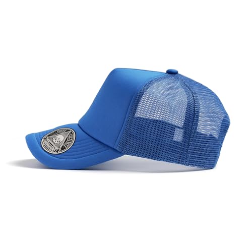 2-Pack Classic Foam Trucker Hat Summer Mesh Hat Lightweight Adjustable Back Buckle Strap - color: Black/Blue