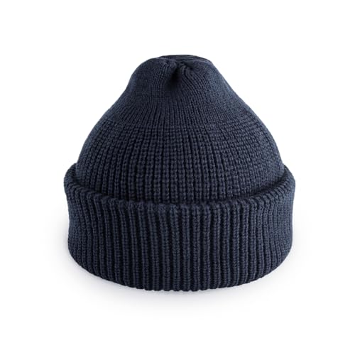 Fisherman Beanie Cuffed Knit Winter Hat Trawler Sailor Watch Cap Men Women - color: Classic (Midnight Blue)