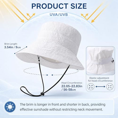 Waterproof Bucket Hats for Women Packable White Rain hat Sun Hat