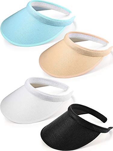 Wide Brim Sun Visor Hats - color: Black, White, Light Blue, Beige