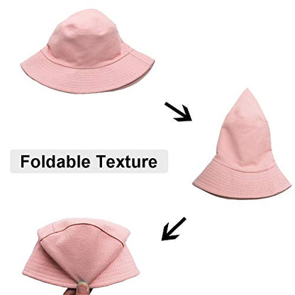 Wheebo Solid Color Bucket Hat for Women Summer Beach Fishmen Hat for Lady Adult Unisex Cotton Cap…… - color: A-sc-peach