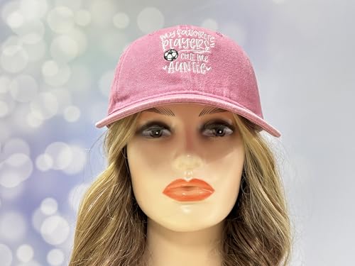 Adjustable Embroidery Hat for Men Women, Gift Baseball Cap for Adult - color: Soccer Auntie (Washed Pink)