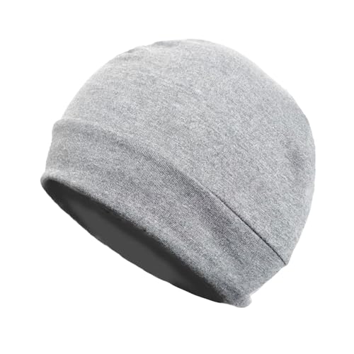 Quacc Unisex Cotton Beanie Hat Thin Running Skull Cap Winter Summer Sports Hat Chemo Cap Helmet Liner Beanies Hat - color: Light Gray