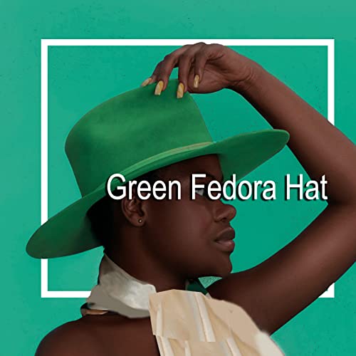 Women Men Wide Brim Fedoran Hat with Chain Belt Buckle - color: Green