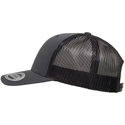 Yupoong Classic Mesh 6 Panel Retro Trucker Cap | Mid Profile Snapback - color: Charcoal