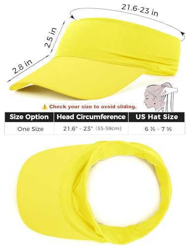 ROYBENS Cooling Visor Hat Women Men, Elastic Headband Sun Visor Golf Cap - color: Yellow