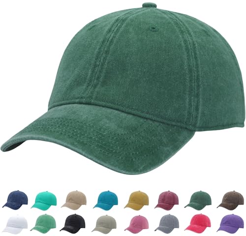 Vintage Washed Baseball Cap | Fits XL/XXL Heads | One Size | Adjustable Golf Dad Hat Gift | Cotton Ball Caps for Men Women - color: Olive, size: Medium-Large