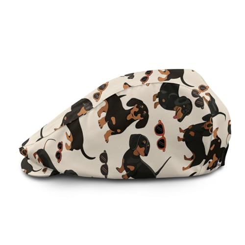 Men's Flat Ivy Gatsby Newsboy Hat Winter Spring Autumn Driving Cabbie Hunting Cap - color: Dachshund