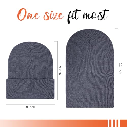 ZH 6 Pack Men's Winter Knit Beanies with Fleece Lining, Warm Stretchy Skull Caps for Cold Weather, Unisex Thermal Hats - color: Light-gray