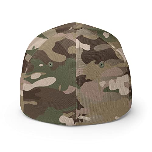 FX XRP Crypto Fitted Hat Embroidered Curved Bill Mid Crown Closed-Back Structured Twill Cap - color: Multicam Green, size: Large-X-Large