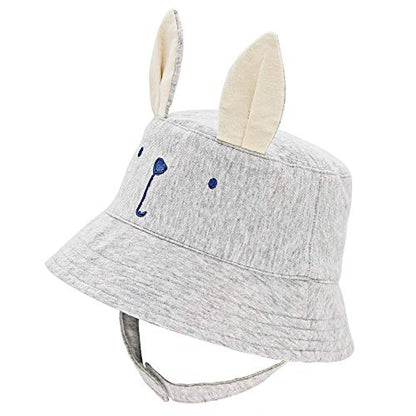 Kids Toddler Baby Boy Sun Hat Summer Bucket Hats with UPF 50+ UV Sun Protective - color: Rabbit Ears/Grey, size: 12-24 Months