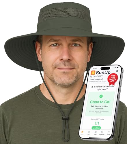 GearTOP Safari Hat for Men Sun Hats for Women UV Protection UPF 50+ Fishing, Gardening, Hiking Hat (22-23 1/2") - color: Army Green Standard 1 Pack