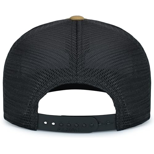 Pacific Headwear Contrast Stitch Trucker Pacflex Snapback Cap - color: Buck/Lt Charcoal/Buck