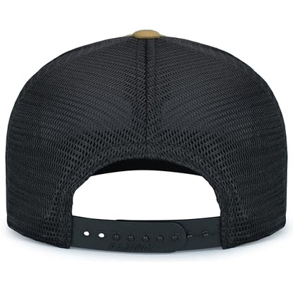 Pacific Headwear Contrast Stitch Trucker Pacflex Snapback Cap - color: Buck/Lt Charcoal/Buck