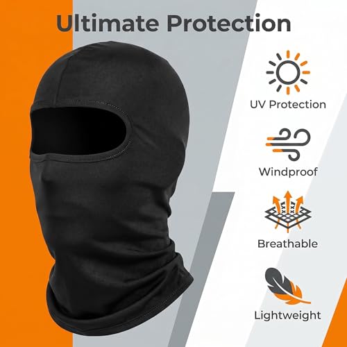 Balaclava Ski Mask, Windproof Sun Protection Full Face Cover for Men Women - color: Black