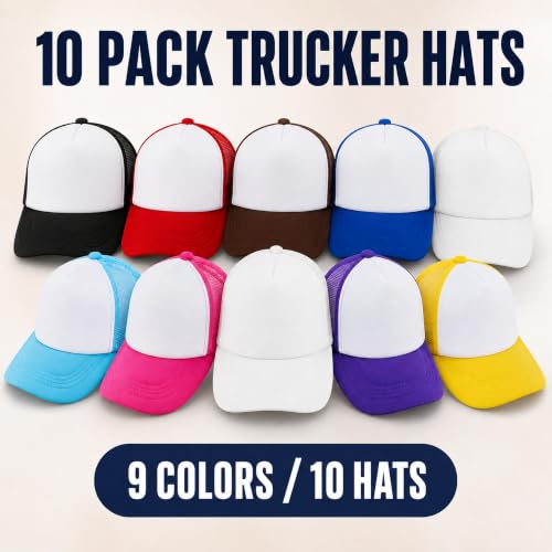 IEUM 10 Pack Design Your Own Blank Trucker Hats for Sublimation