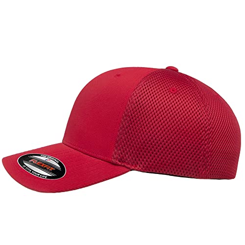 Flexfit 6533 Ultrafibre & Airmesh Lightweight Stretch-Fitted Cap - color: Red, size: Small-Medium