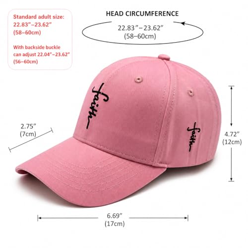 Christian Faith Cross Hats, Embroidered Baseball Caps for Men & Women - color: Pink Black
