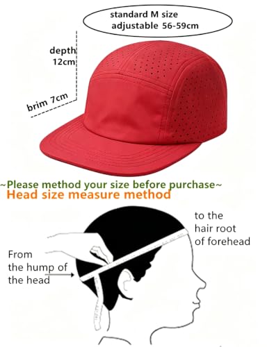 COOLSOME Five Panels Hat Basic Daily Wear Breathable Mesh Airy Quick Dry Cap - color: Laser Mesh|red M 56-60cm