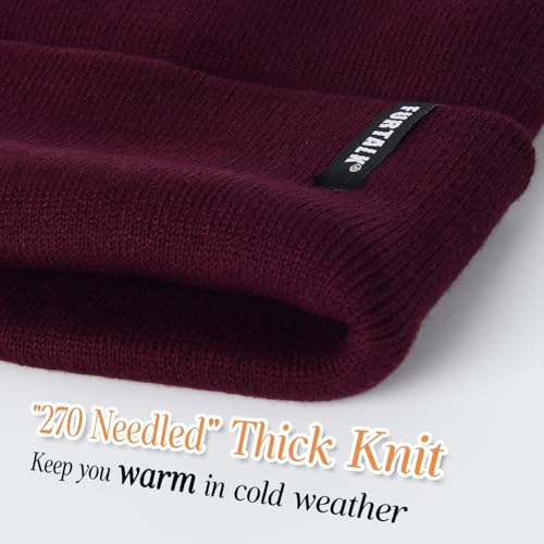 FURTALK Beanie Hat for Men Women Winter Hats for Women Men Soft Warm Unisex Cuffed Beanie Knitted Skull Cap - color: C-maroon