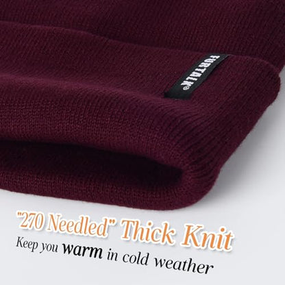 FURTALK Beanie Hat for Men Women Winter Hats for Women Men Soft Warm Unisex Cuffed Beanie Knitted Skull Cap - color: C-maroon
