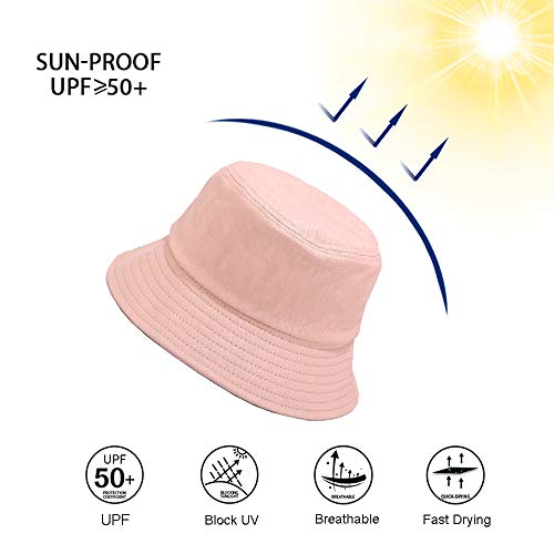 Wheebo Solid Color Bucket Hat for Women Summer Beach Fishmen Hat for Lady Adult Unisex Cotton Cap…… - color: A-sc-peach