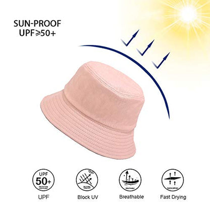 Wheebo Solid Color Bucket Hat for Women Summer Beach Fishmen Hat for Lady Adult Unisex Cotton Cap…… - color: A-sc-peach