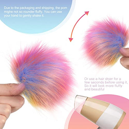 Tatuo 16 Pcs Faux Fur Pom Poms for Hats, Mermaid Color - color: Mermaid Color