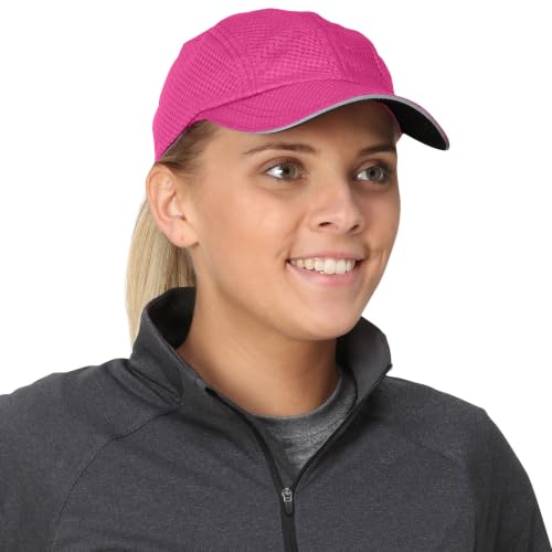 TrailHeads Women's Race Day Running Hat, Sports Cap with Reflective Trim - color: Pink Punch