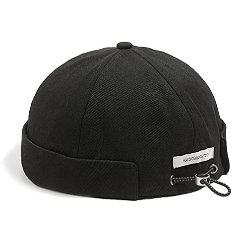 CLAPE Watch Cap Work Beanie Corduroy Docker Leon Brimless Hat Rolled Cuff Harbour Hat - color: Ct15-black