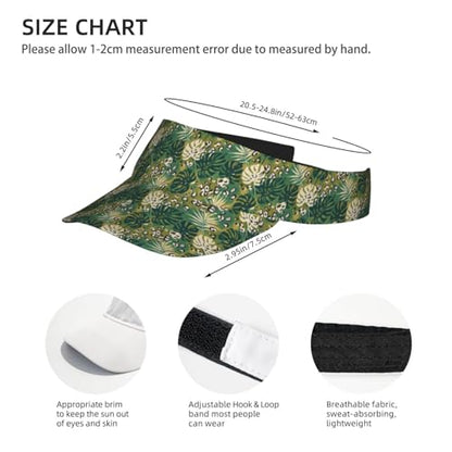 Adjustable Lightweight Open Top Sports Sun Visor Hat Cap for Golf Tennis - color: Green Tropical Leopard