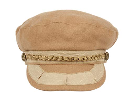 EPOCH Men's Greek Fisherman Sailor Fiddler Winter Wool Driver Hat Flat Cap - color: Khaki, size: Small-Medium