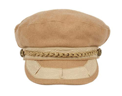 EPOCH Men's Greek Fisherman Sailor Fiddler Winter Wool Driver Hat Flat Cap - color: Khaki, size: Small-Medium