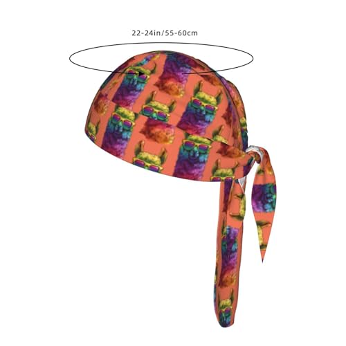 Adjustable Cycling Cap, Quick Dry Sports Bandana Skull Cap Helmet Liner - color: Llama Wearing Rainbow Sunglasses