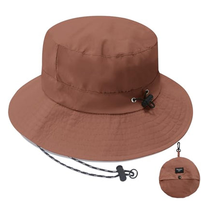PFFY Waterproof Bucket Hats for Men Women Packable Sun Hat for Outdoors - color: Solid Brick Red