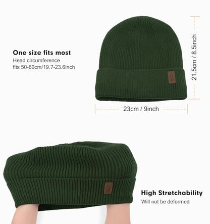 Wmcaps Winter Beanie for Men Women, Soft Warm Fleece Lined Knit Hat - color: Army Green