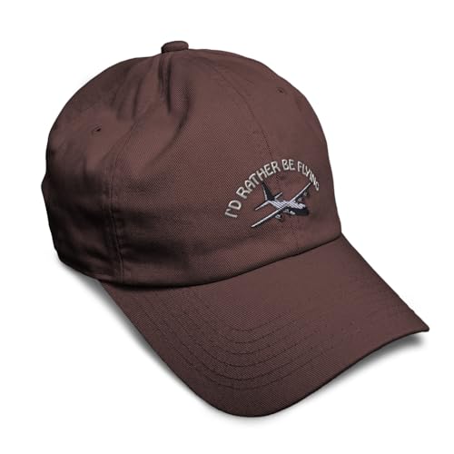 Speedy Pros Soft Baseball Hat Embroidered Dad Hat C-130 I'd Rather Be Flying Men & Ladies Baseball Cap Cotton - color: Brown Design Only