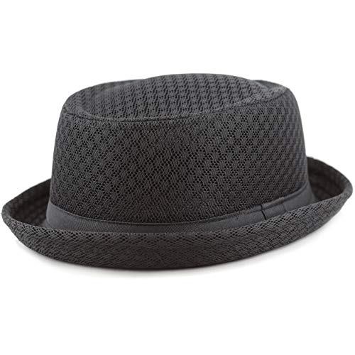 The Hat Depot Unisex Light Weight Classic Soft Cool Mesh Pork Pie hat - color: Black, size: Small-Medium