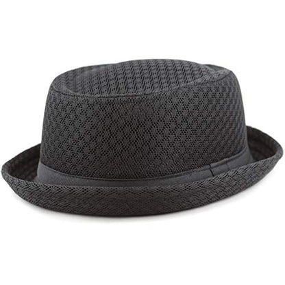 The Hat Depot Unisex Light Weight Classic Soft Cool Mesh Pork Pie hat - color: Black, size: Large-X-Large