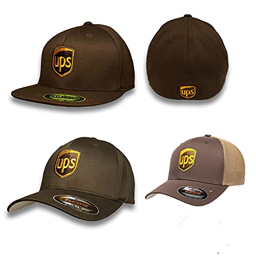 Brown United Parcel Service Embroidered Front & Back Fitted Brown Baseball Cap Hat - size: 0