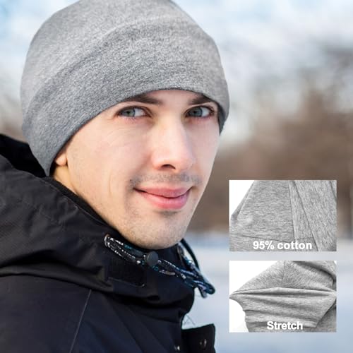 Quacc Unisex Cotton Beanie Hat Thin Running Skull Cap Winter Summer Sports Hat Chemo Cap Helmet Liner Beanies Hat - color: Light Gray