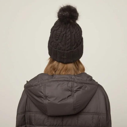 Tilley Unisex Adult Pom Pom Cable Beanie - color: Black, size: One Size