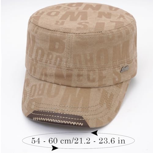 Cadet Hat Flat Top Hats Army Military Caps for Men Women - color: Beige C