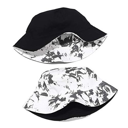 Umeepar Unisex Reversible Packable Bucket Hat Sun Hat for Men Women - color: Tie-dyed Grey White